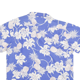 P&W Mens Blue White Floral Button Jacket XL Cotton Hawaiian Print Summer