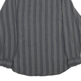 REUNION Mens Grey & White Striped Linen Blend Shirt L Long Sleeve Casual