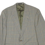 PKZ Mens Beige & Brown Classic Wool Blend Jacket L Woven Check Tailored Button