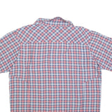COLUMBIA Mens Blue & Red Check Shirt L Cotton Blend Lightweight Short Sleeve