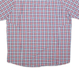 COLUMBIA Mens Blue & Red Check Shirt L Cotton Blend Lightweight Short Sleeve