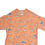 COLUMBIA Mens Orange Fish Print Short Sleeve Shirt XL Cotton Blend Casual