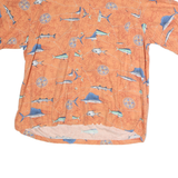 COLUMBIA Mens Orange Fish Print Short Sleeve Shirt XL Cotton Blend Casual
