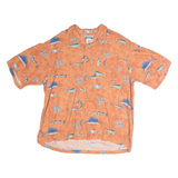 COLUMBIA Mens Orange Fish Print Short Sleeve Shirt XL Cotton Blend Casual