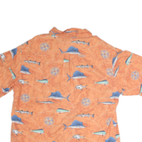 COLUMBIA Mens Orange Fish Print Short Sleeve Shirt XL Cotton Blend Casual