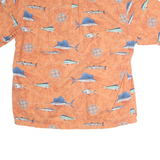 COLUMBIA Mens Orange Fish Print Short Sleeve Shirt XL Cotton Blend Casual