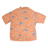 COLUMBIA Mens Orange Fish Print Short Sleeve Shirt XL Cotton Blend Casual