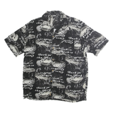 GEORGE Mens Black & White Rockin The Roof Rayon Shirt M Vintage Print Short