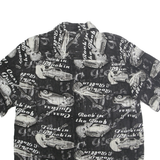 GEORGE Mens Black & White Rockin The Roof Rayon Shirt M Vintage Print Short