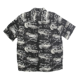 GEORGE Mens Black & White Rockin The Roof Rayon Shirt M Vintage Print Short