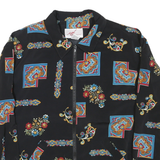 GW Mens Black Polyester Blend Floral Geometric Zip Jacket M Stylish Lightweight