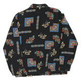 GW Mens Black Polyester Blend Floral Geometric Zip Jacket M Stylish Lightweight
