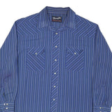 WRANGLER Mens Blue & White Striped Western Shirt XL Classic Casual Buttoned