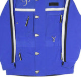 PHENIX Womens Blue & White Zip Jacket S Polyester Blend Logo Embroidered