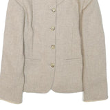 HEALTH Womens Beige Wool Blend Jacket S Plain Classic Button Closure