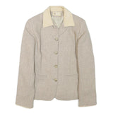 HEALTH Womens Beige Wool Blend Jacket S Plain Classic Button Closure