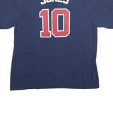 MAJESTIC Mens Navy Blue Braves Graphic T-Shirt L Short Sleeve Crew Neck Sports