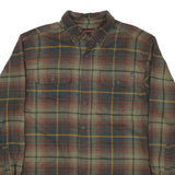 WOLVERINE Mens Green Brown Plaid Shirt L Cotton Blend Casual Button-Down
