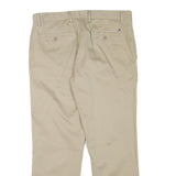 TOMMY HILFIGER Mens Cotton Blend Beige Slim Zip Trousers W35 L28 Classic Casual