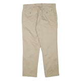 TOMMY HILFIGER Mens Cotton Blend Beige Slim Zip Trousers W35 L28 Classic Casual