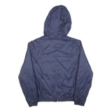 ZARA Mens Blue Hooded Jacket L Polyester Plain Lightweight Zip Casual