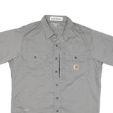 CARHARTT Mens Grey Work Shirt L Cotton Blend Durable Button Pocket