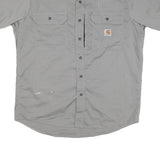 CARHARTT Mens Grey Work Shirt L Cotton Blend Durable Button Pocket