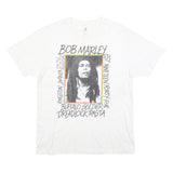 ZION Mens White Bob Marley Graphic T-Shirt L Short Sleeve Crew Neck Music