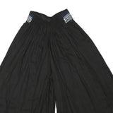 Womens Black Loose Rayon Trousers W24 L18 Embroidered Waist Casual Summer