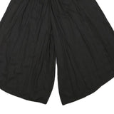 Womens Black Loose Rayon Trousers W24 L18 Embroidered Waist Casual Summer