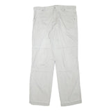 FACTORY Mens Relaxed Light Grey Cotton Blend Trousers W37 L33 Casual Zip Closure
