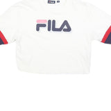FILA Womens White Navy & Red Graphic T-Shirt XS Short Sleeve Crew Neck Crop
