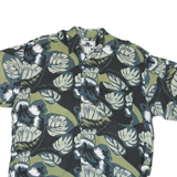 NAK Mens Black & Green Rayon Short Sleeve Shirt L Floral Pattern Tropical