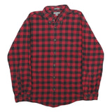 EDDIE BAUER Mens Red & Black Check Shirt L Button Down Casual Cotton
