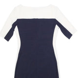 LAUREN RALPH LAUREN Womens Navy & White Day Dress Polyester Blend M Elegant