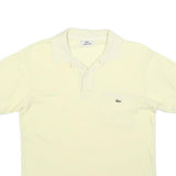 LACOSTE Mens Cream Short Sleeve Plain Polo Shirt S Cotton Blend Casual