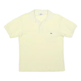LACOSTE Mens Cream Short Sleeve Plain Polo Shirt S Cotton Blend Casual