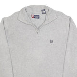 CHAPS Mens Grey Cotton Patterned Jumper Half Zip Crew Neck Regular L