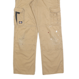DICKIES Mens Regular Fit Beige & Black Workwear Trousers W32 L32 Durable Cotton