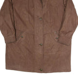 AMARETTA Womens Brown Outdoor Jacket L Polyester Blend Woven Plain Zip Relaxed