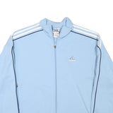 ADIDAS Mens Light Blue Polyester Blend Track Jacket L Zip Plain Sports