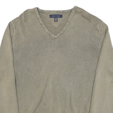 TOMMY HILFIGER Mens Beige Plain V Neck Basic Knit XL Cotton Blend Jumper