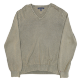 TOMMY HILFIGER Mens Beige Plain V Neck Basic Knit XL Cotton Blend Jumper