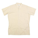 DA DI Mens Beige Shirt L Cotton Blend Short Sleeve Lightweight Casual