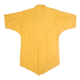 PERLA Womens Yellow Printed Top Short Sleeve V Neck Size L Cotton Breathable