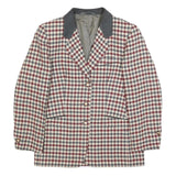 Womens Burgundy & Grey Check Wool Button Jacket M Classic Tailored