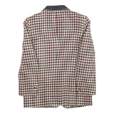 Womens Burgundy & Grey Check Wool Button Jacket M Classic Tailored