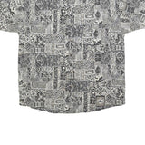 MAXX Mens Grey Patterned Casual Shirt S Cotton Short Sleeve Button Collar