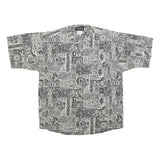 MAXX Mens Grey Patterned Casual Shirt S Cotton Short Sleeve Button Collar