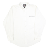 HARLEY DAVIDSON Mens White Button-Down Shirt S Cotton Logo Casual